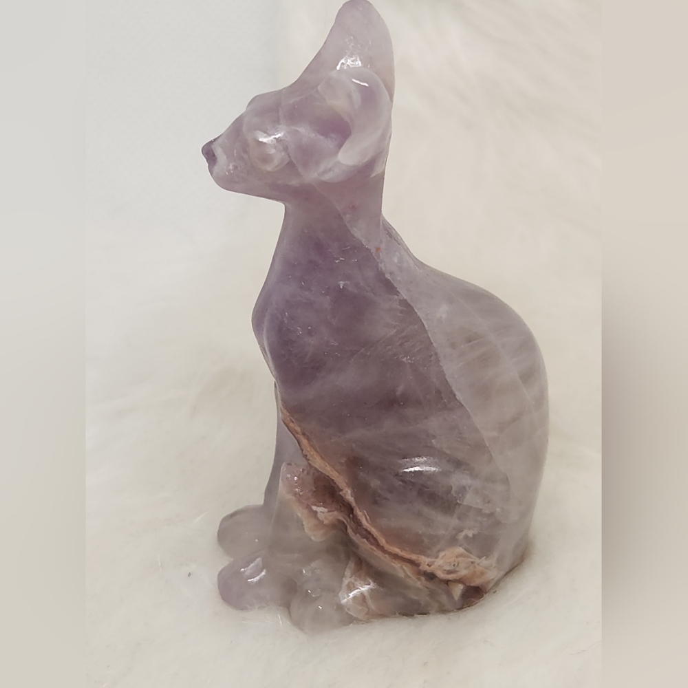 🌙✨ Unique Druzy Amethyst Bastet Sphinx Cat Crystal ✨🌙 - Picture 4 of 9